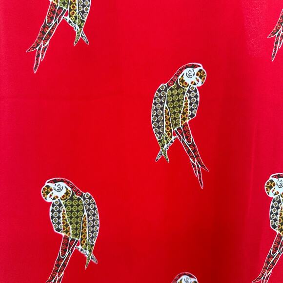 Loft Size Medium‎ Blouse Red Parrots Sleeveless Flowy Loose Thin Straps Summer - Picture 3 of 4